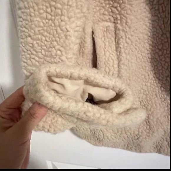 COS Womens Cream Beige Sherpa Teddy Jacket button Down Size 8 Wool Cotton blend - Picture 3 of 12